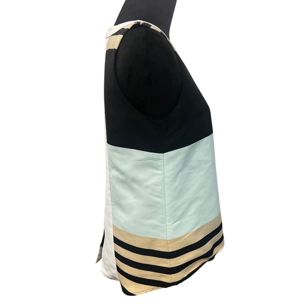 Troubadour by Anthropologie Sleeveless Colorblock Striped Black Mint Tan Size 6 - Picture 5 of 5